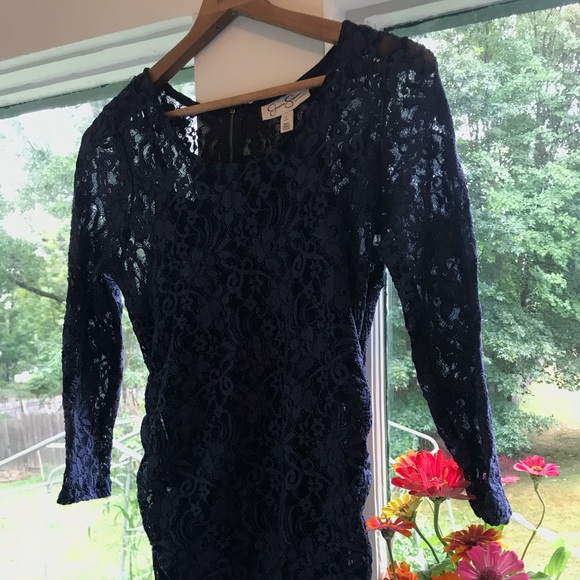 Jessica Simpson Maternity navy 3/4 sleeve  blouse - Picture 4 of 5